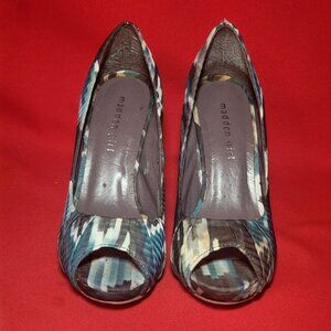 Madden Girl Kabobe Platform Heel Shoes Peep Toe Fabric Upper Womens Blue 7.5